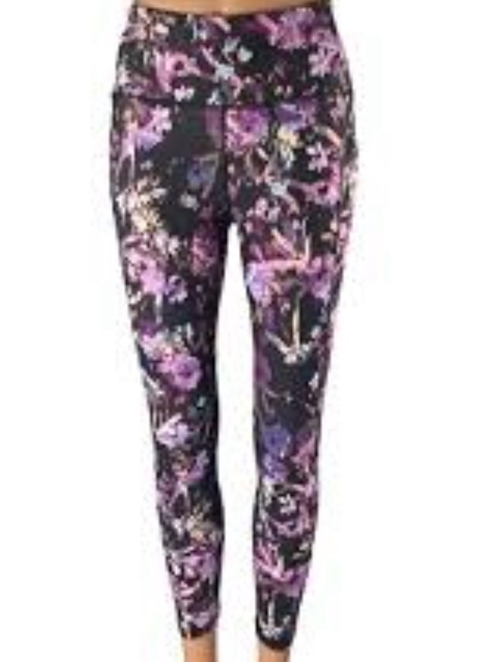 RBX Black Purple Floral Print Leggings